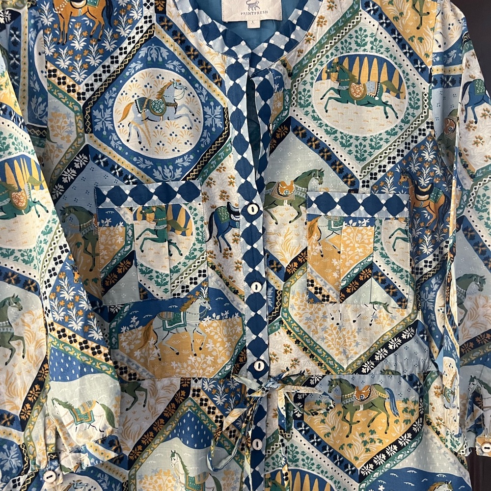 Printfresh Blue And White Horse Patterned Dress -… - image 4